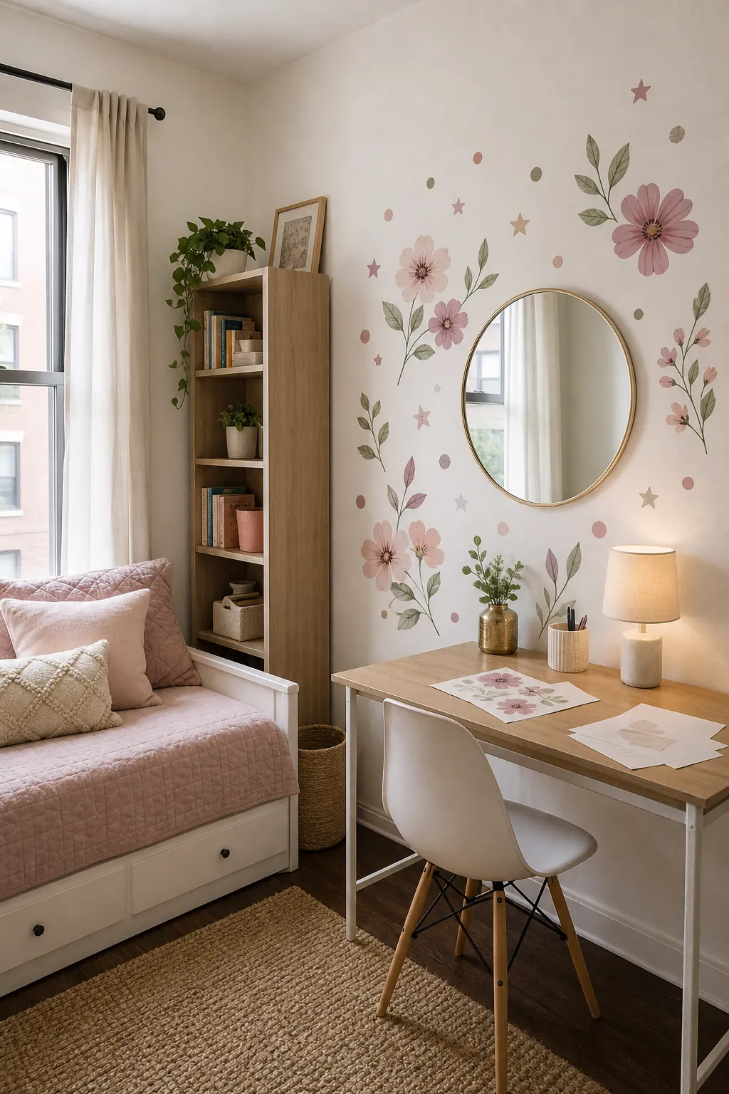 Removable wall decals creating a renter friendly girls room refresh