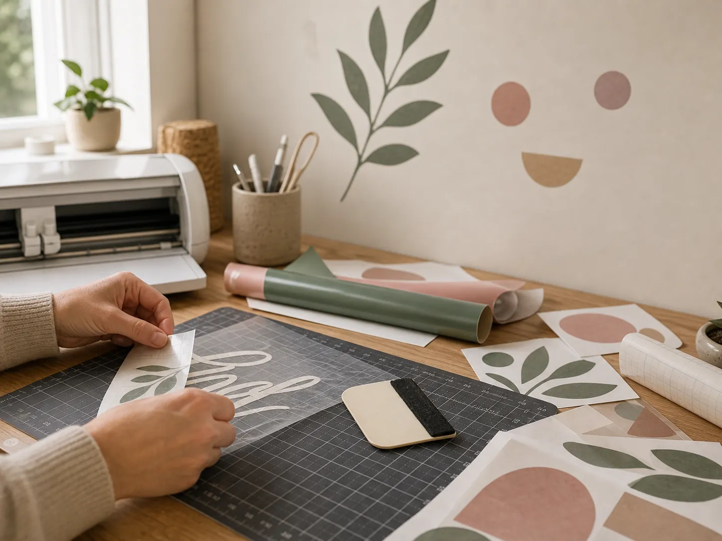 Preparing custom vinyl removable wall stickers with transfer tape