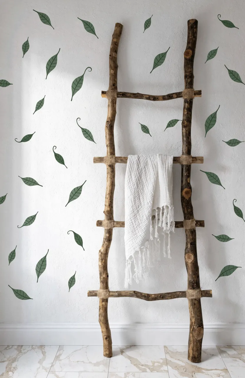 Lush green botanical leaf wall stickers in a modern living room