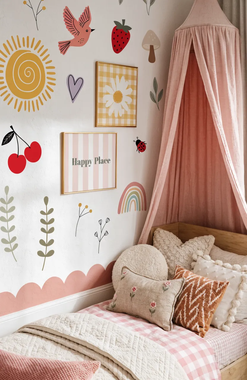 Interactive and educational wall stickers in a child's bedroom