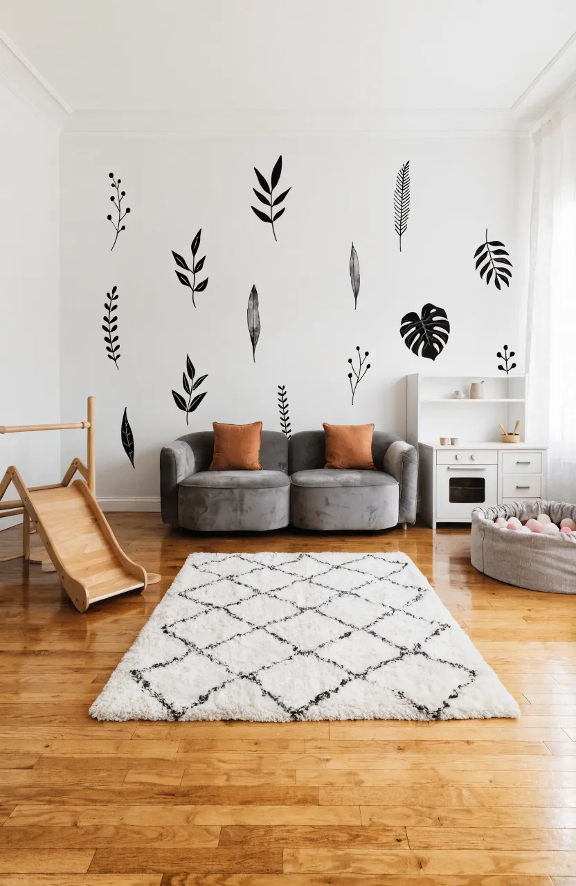 Green botanical leaf silhouette wall decals