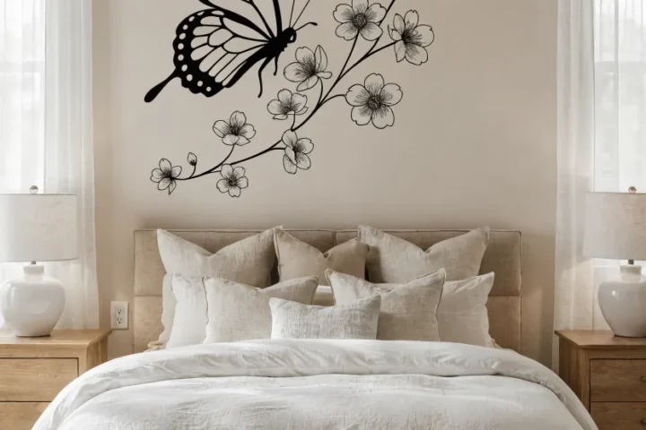Elegant large floral bouquet with butterflies wall decal