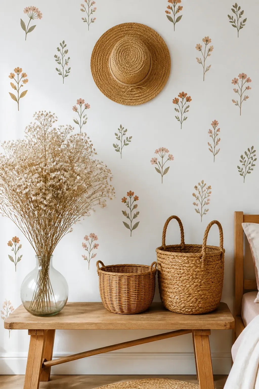 Bohemian style floral decor with earthy tones