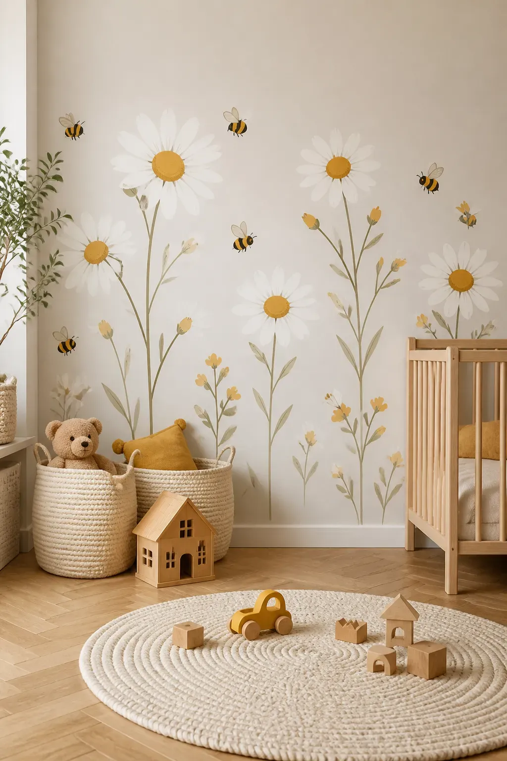 Daisy and honeybee wall decals