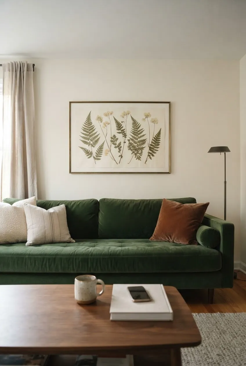Living room art placement checked from seated eye level