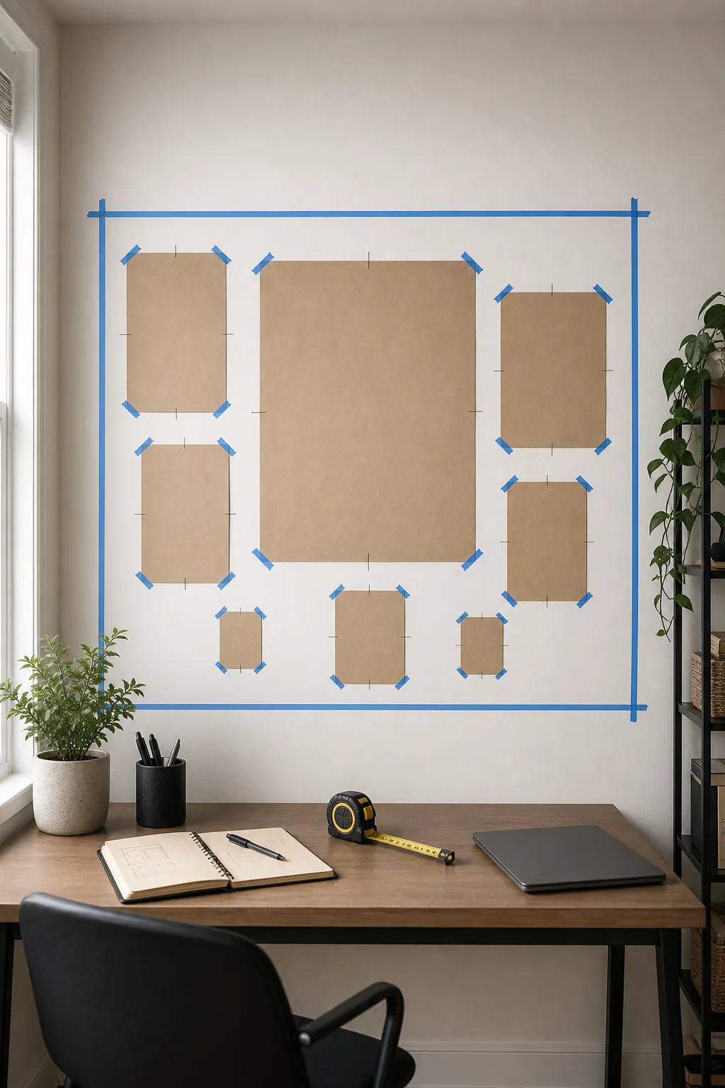 Gallery wall size map showing large medium and small frame proportions for beginners