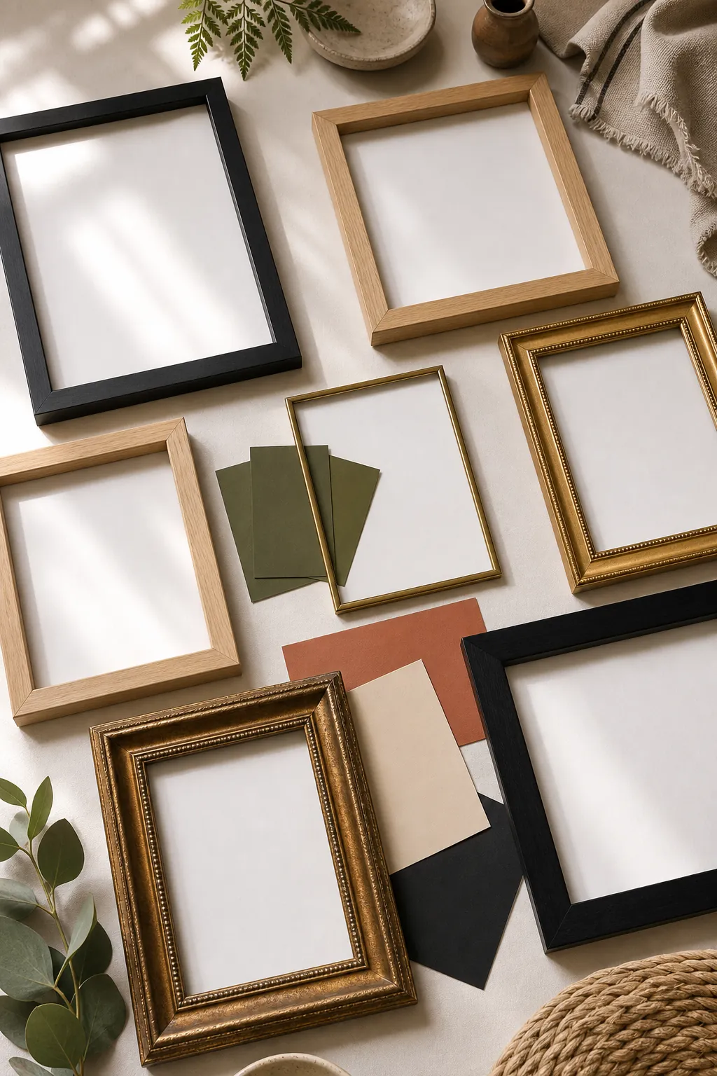 Color palette planning for a cohesive mixed frame gallery wall