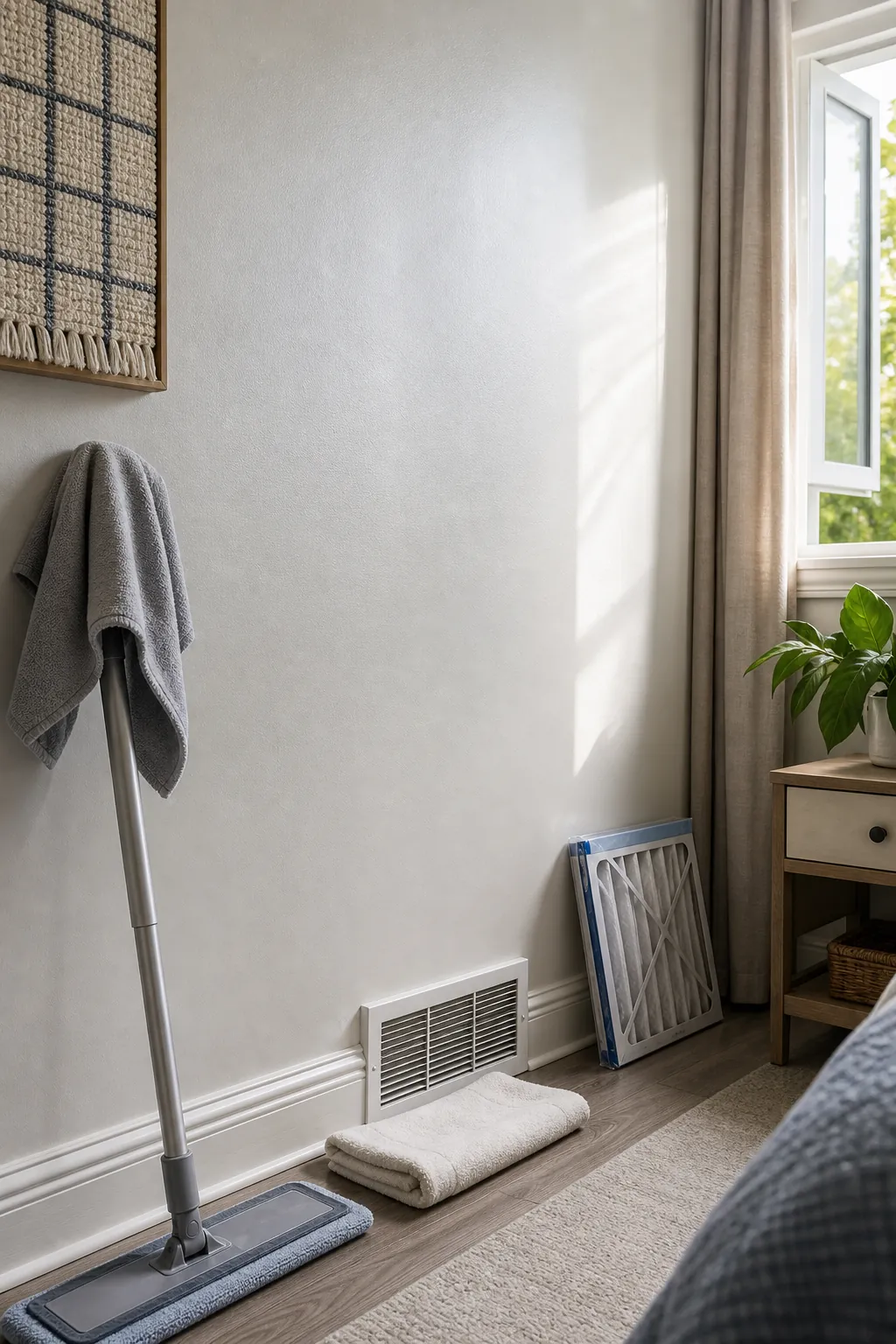 Dry microfiber wall cleaning kit for keeping painted walls clean between washes