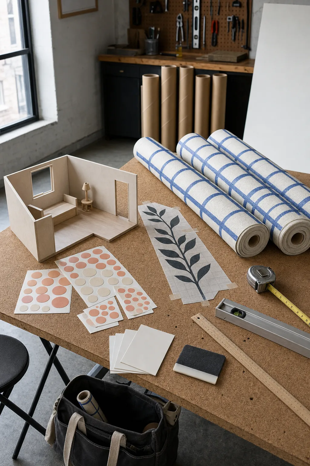 Decorating plan comparing small stickers, a focal decal, and mural panels