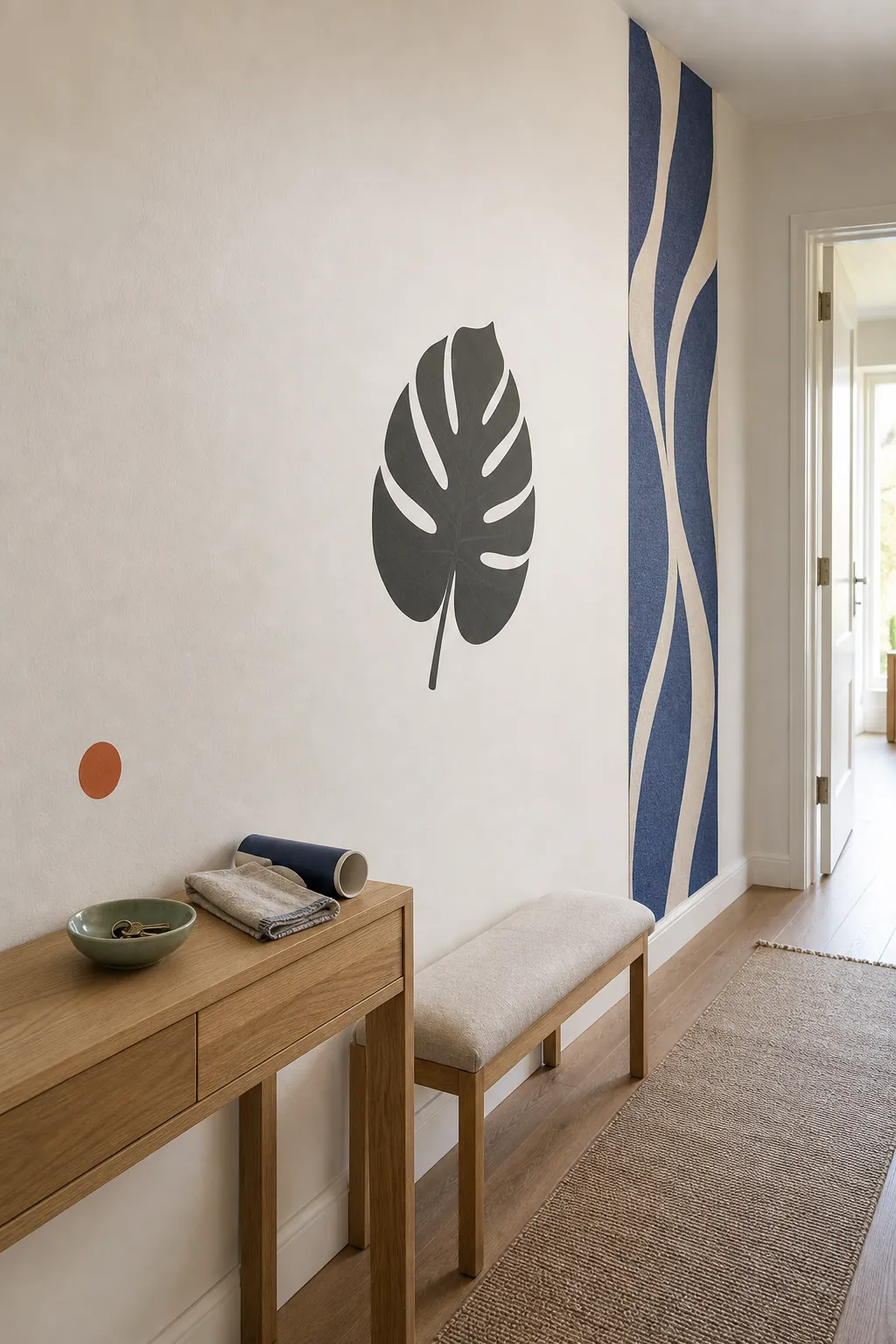 Wall sticker, wall decal, and mural samples compared at realistic scale