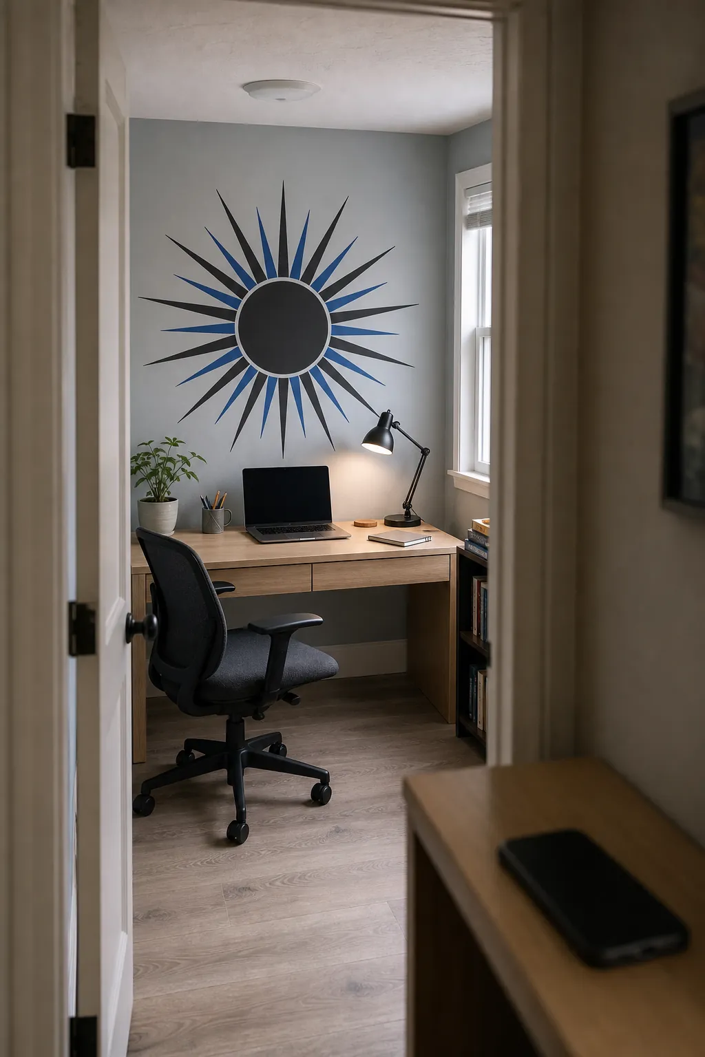 Wall decal scale checked from a room doorway