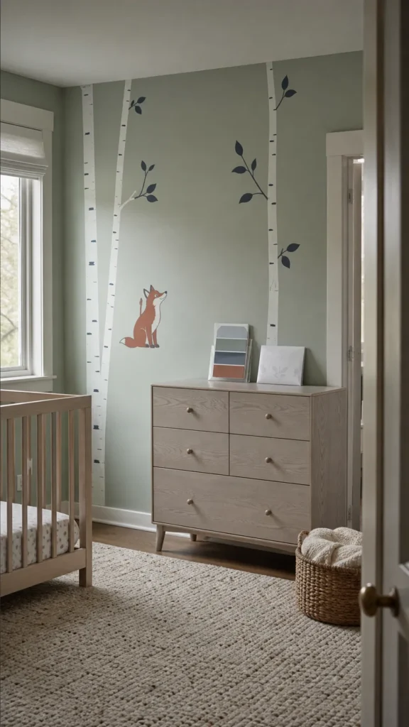 Finished removable wall decals on a fully cured painted nursery wall