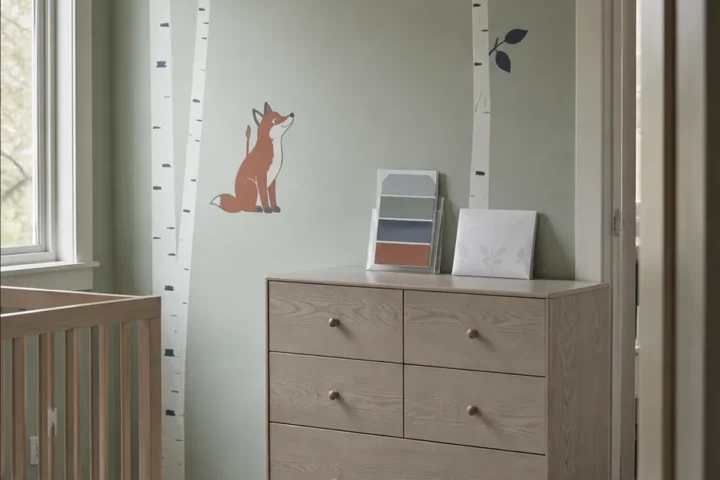 Finished removable wall decals on a fully cured painted nursery wall