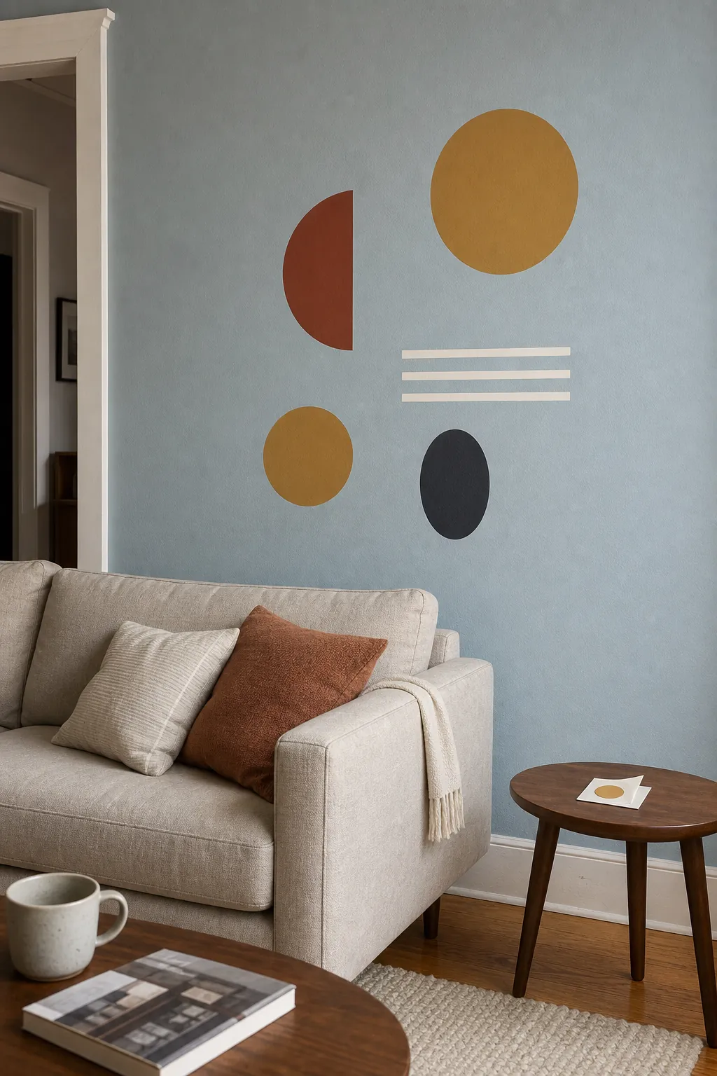 Matte wall decals adhering flat to a smooth fully cured painted wall