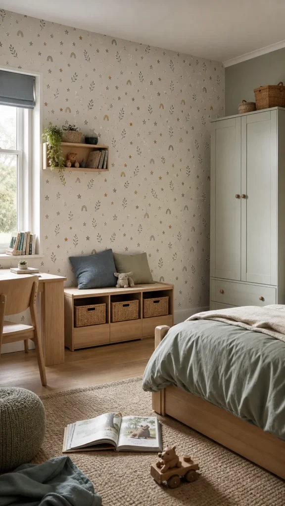 19 kids room wallpaper ideas in a practical, colorful child's bedroom