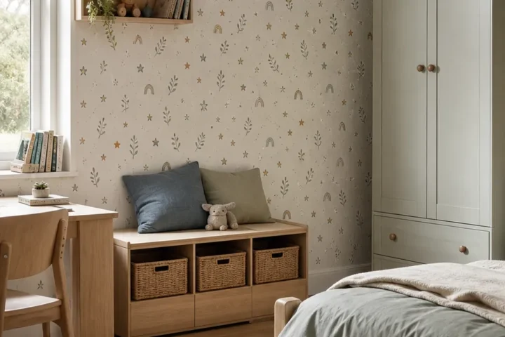 19 kids room wallpaper ideas in a practical, colorful child's bedroom