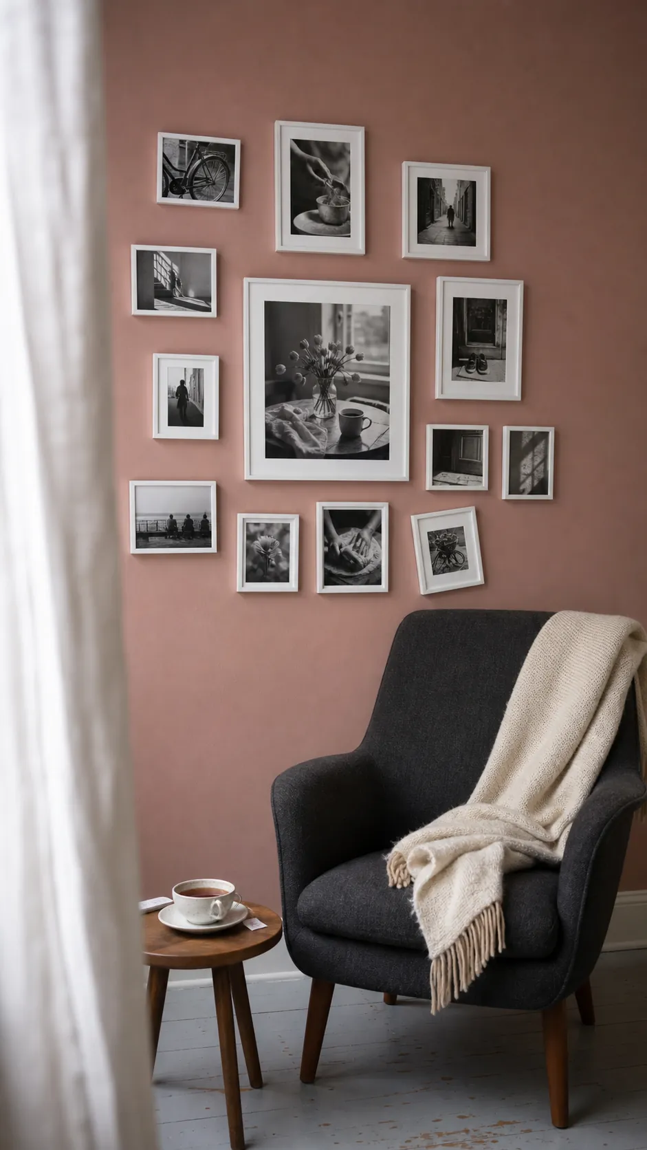 Monochrome photo cloud made with lightweight rental-safe frames