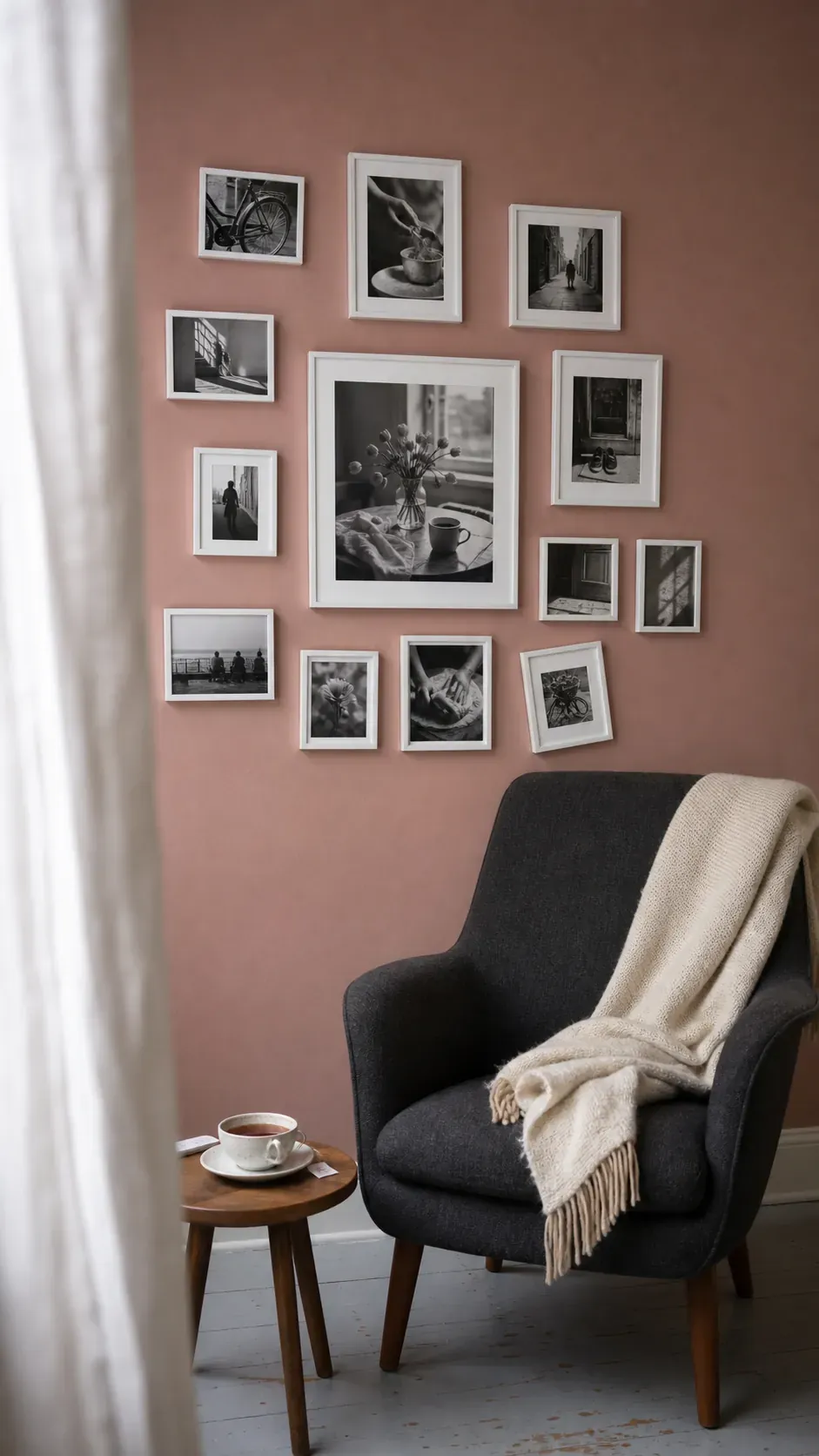 Monochrome photo cloud made with lightweight rental-safe frames