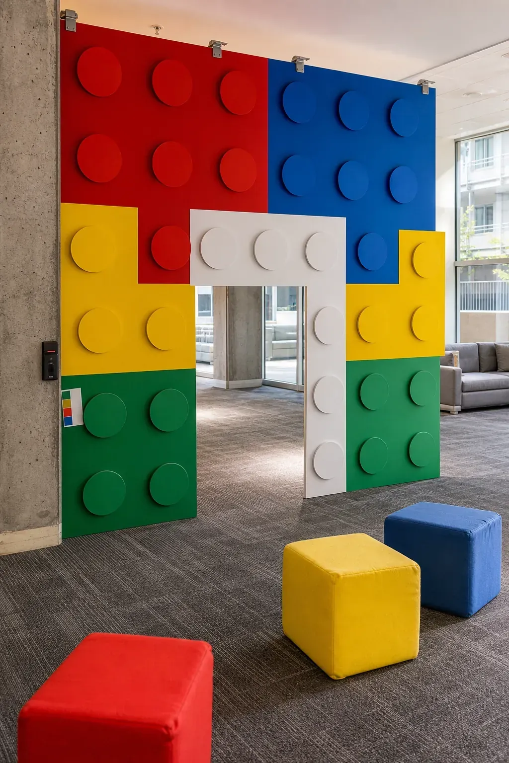 Color block building brick kids birthday party backdrop