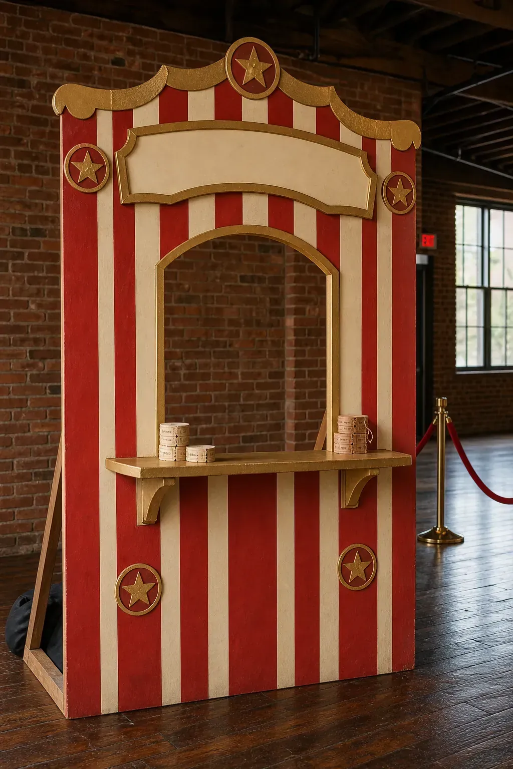 Circus ticket booth kids birthday party backdrop