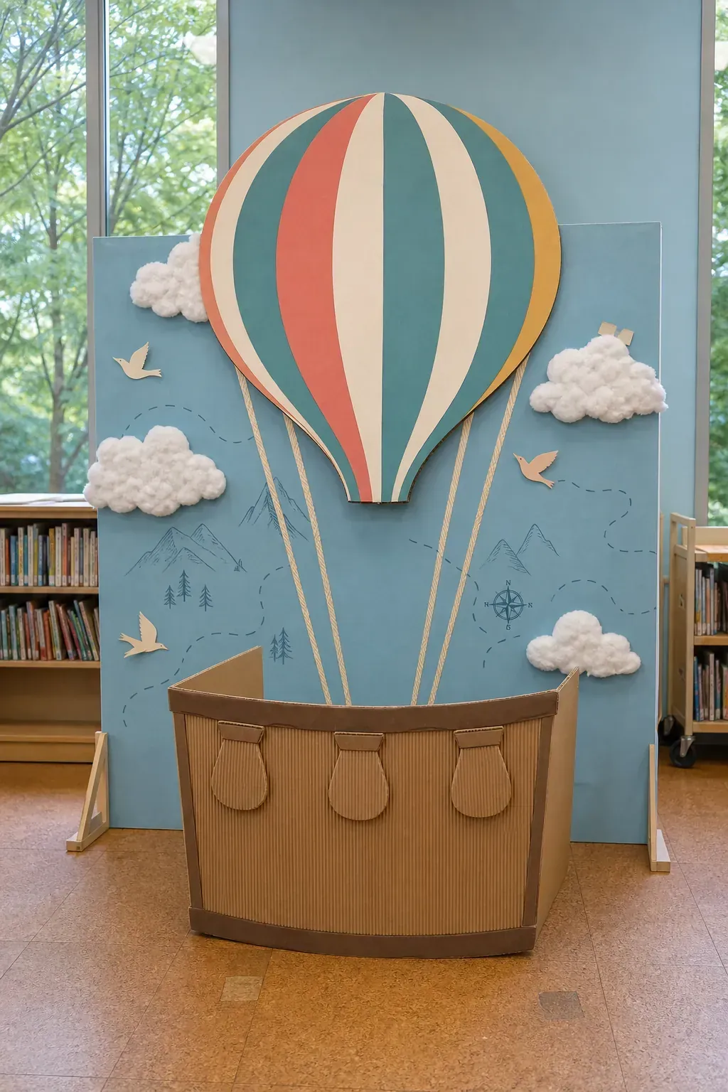 Hot air balloon adventure children party backdrop