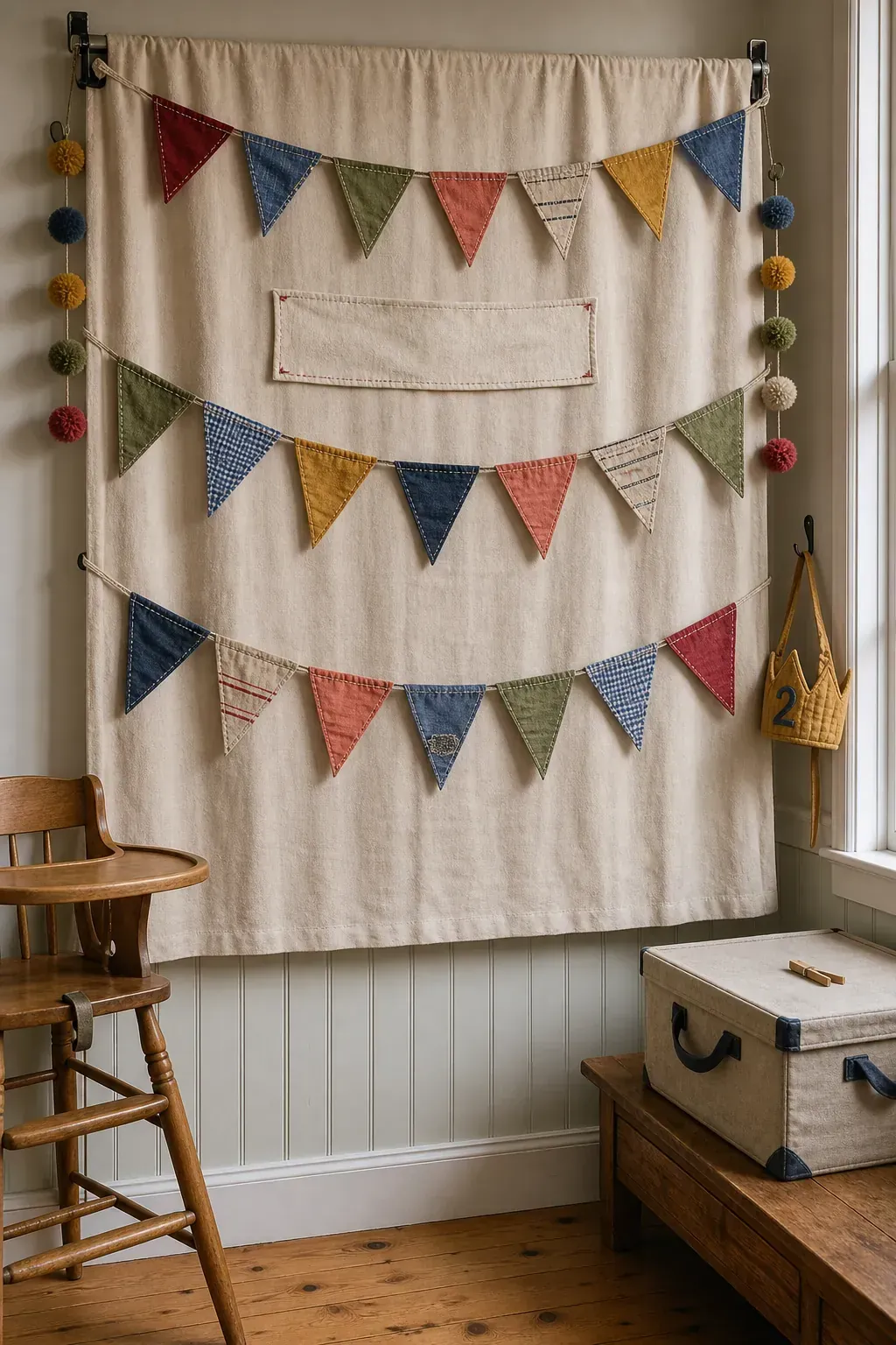 Reusable fabric bunting birthday wall decor for kids