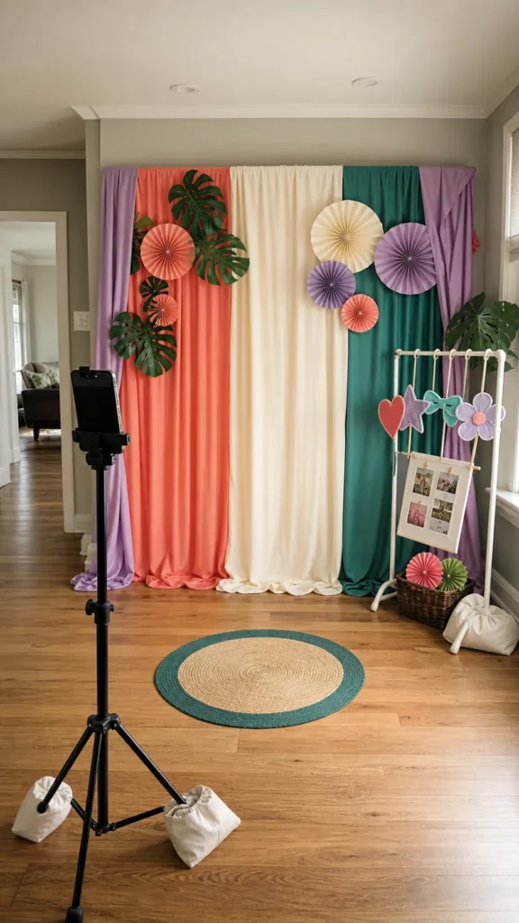 Creative birthday photo booth ideas for kids in a real party room