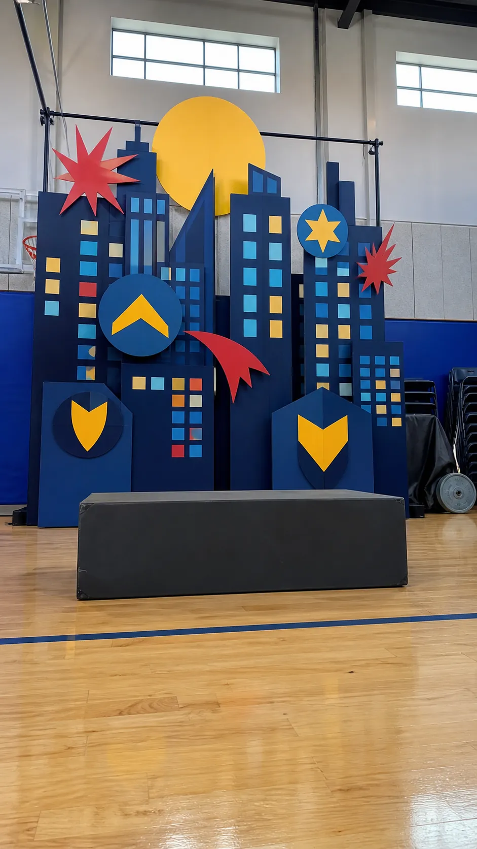 Superhero rooftop skyline photo booth for kids
