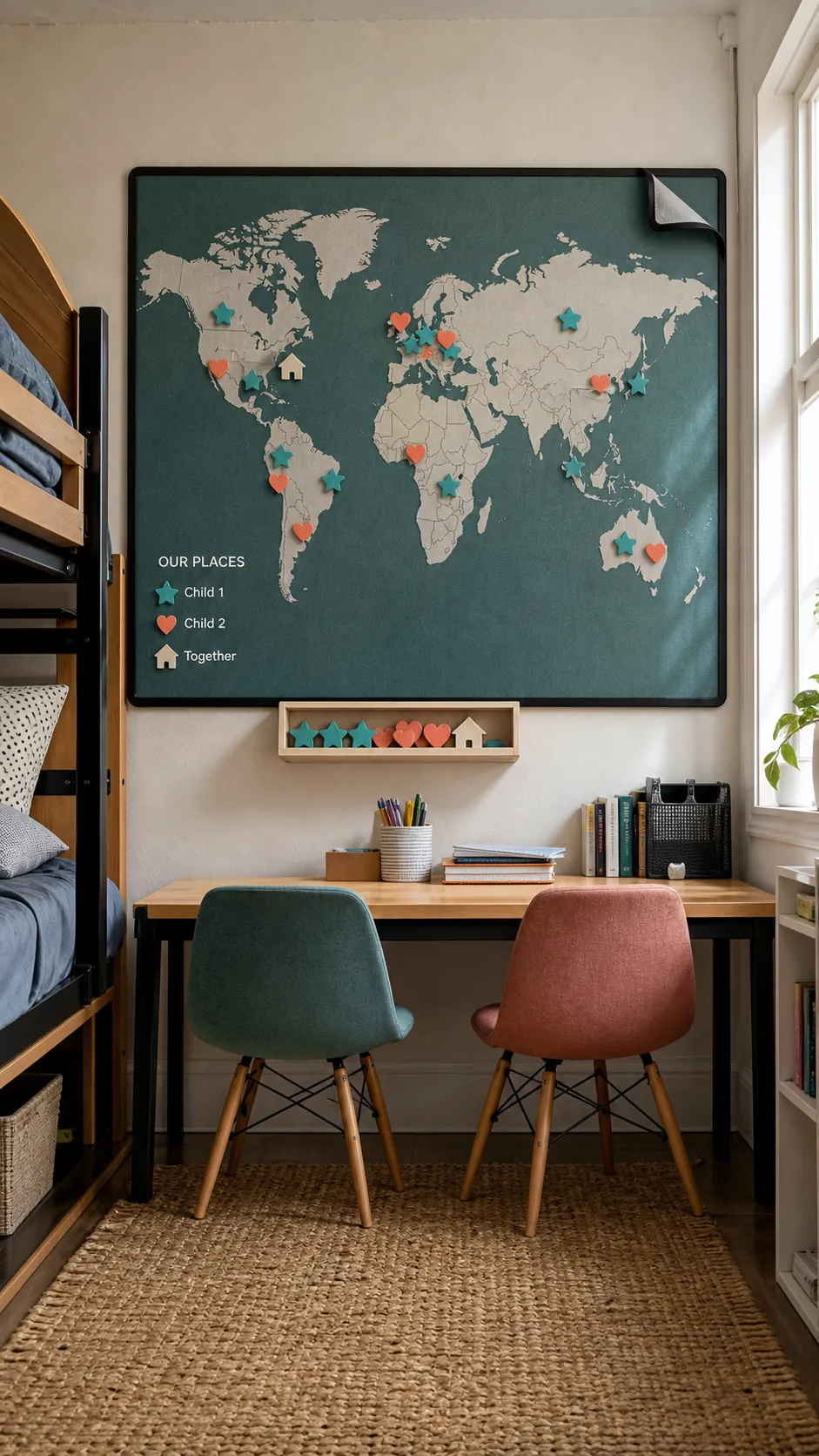 Child-friendly personalized map marking meaningful family places