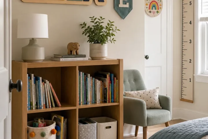 Creative name sign ideas displayed safely around a personalized kids bedroom