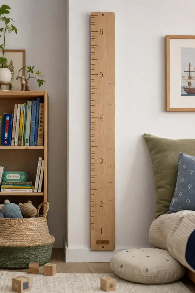 Collection of creative growth chart ideas in a bright kids room