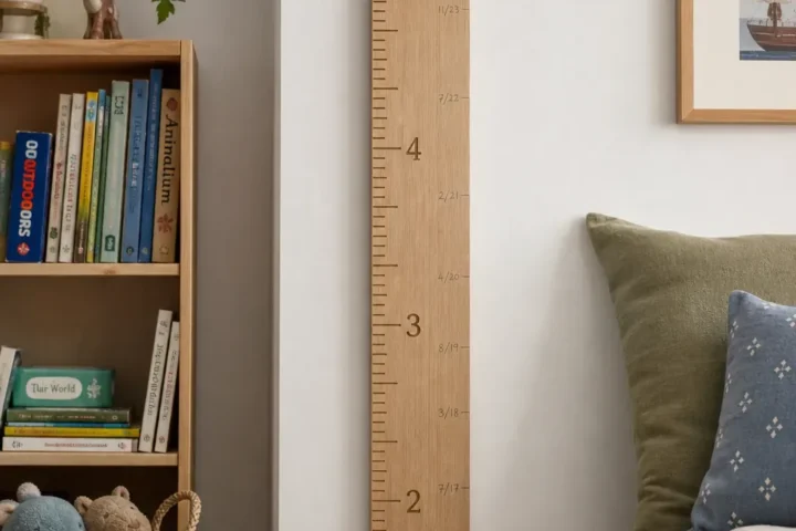 Collection of creative growth chart ideas in a bright kids room