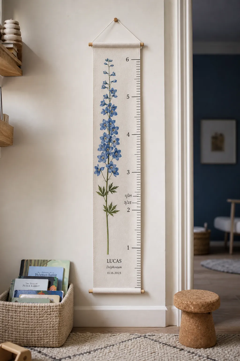 Personalized birth flower nursery growth chart