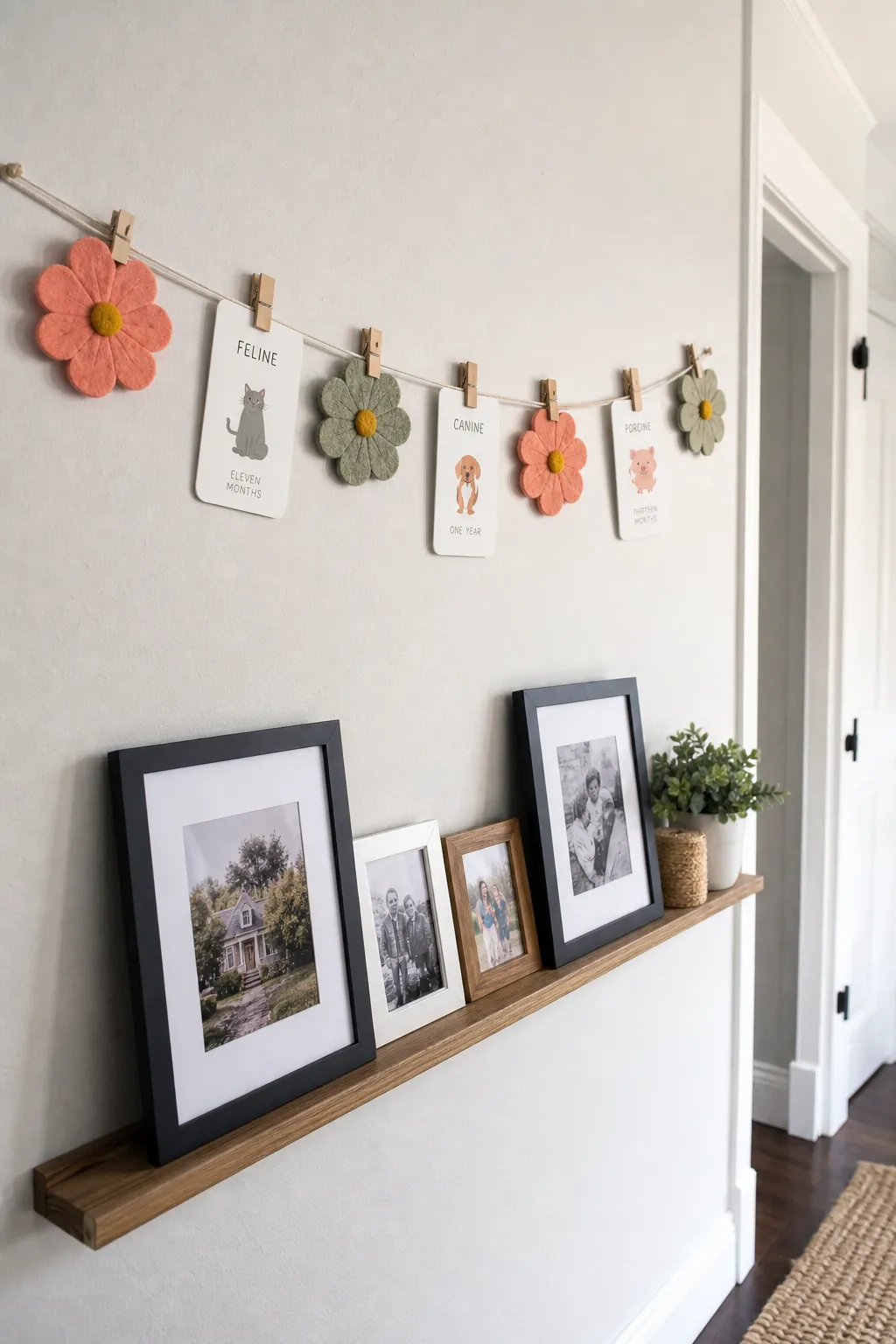 Birth flower memory garland with milestone cards