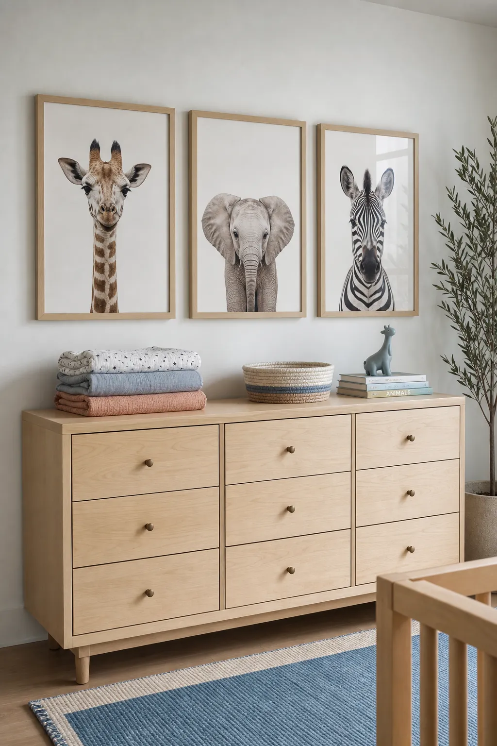 Modern safari nursery art set with animal portraits