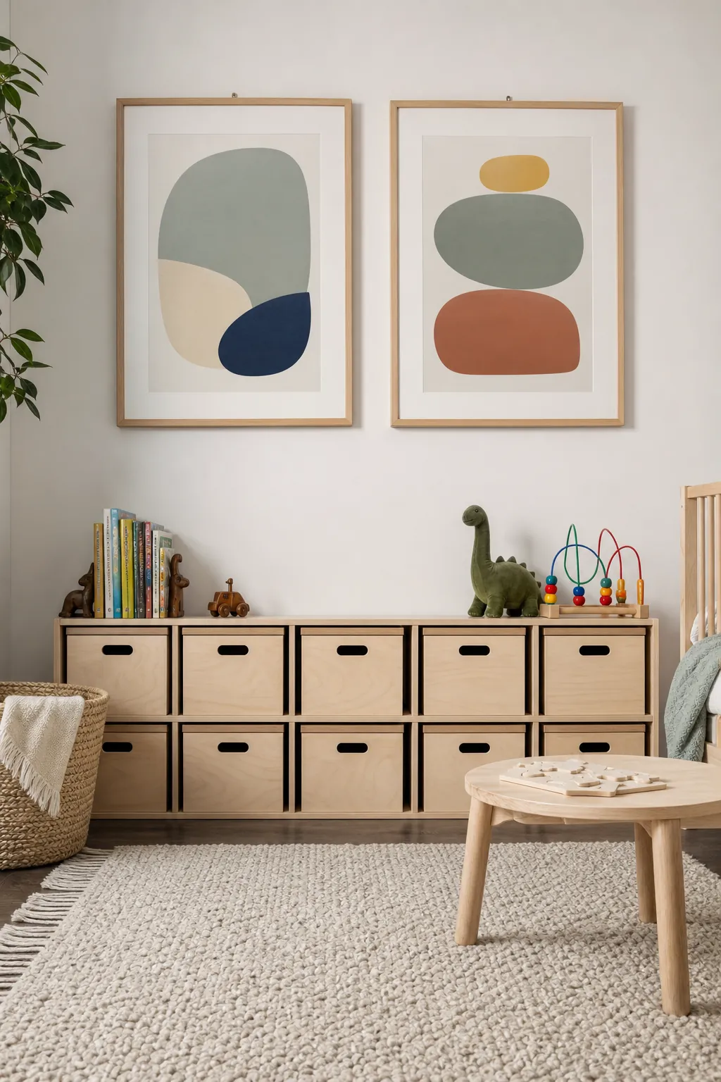 Soft modern abstract baby room prints