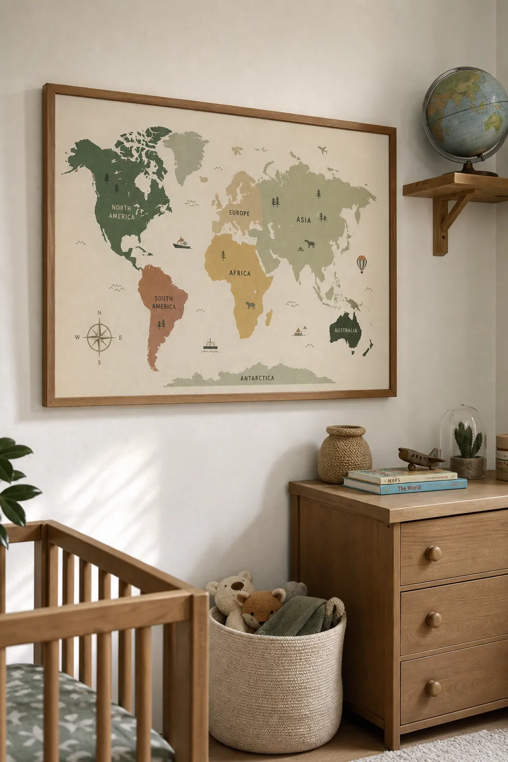 Friendly world map nursery printable art