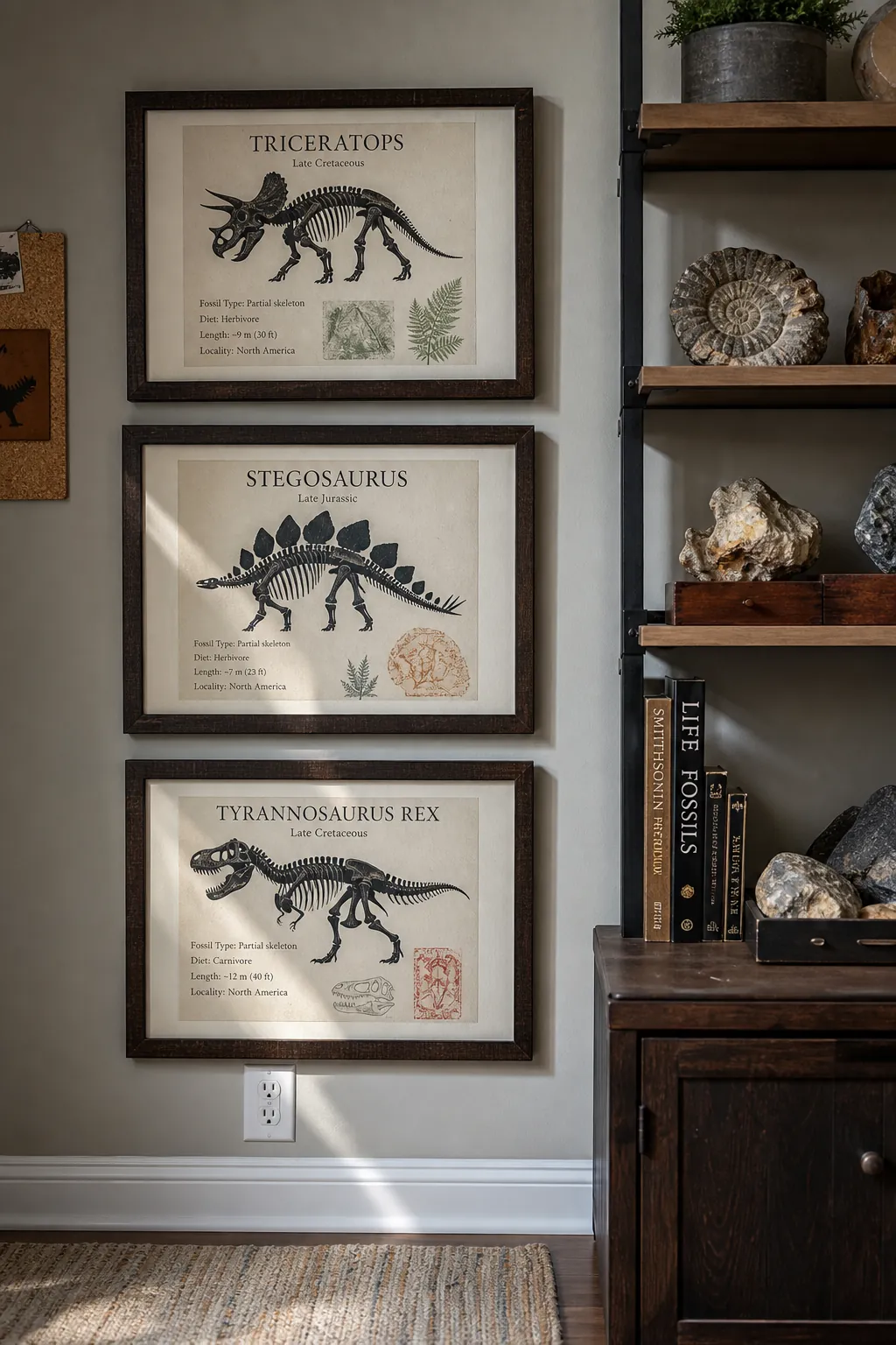 Dinosaur museum label nursery printable art
