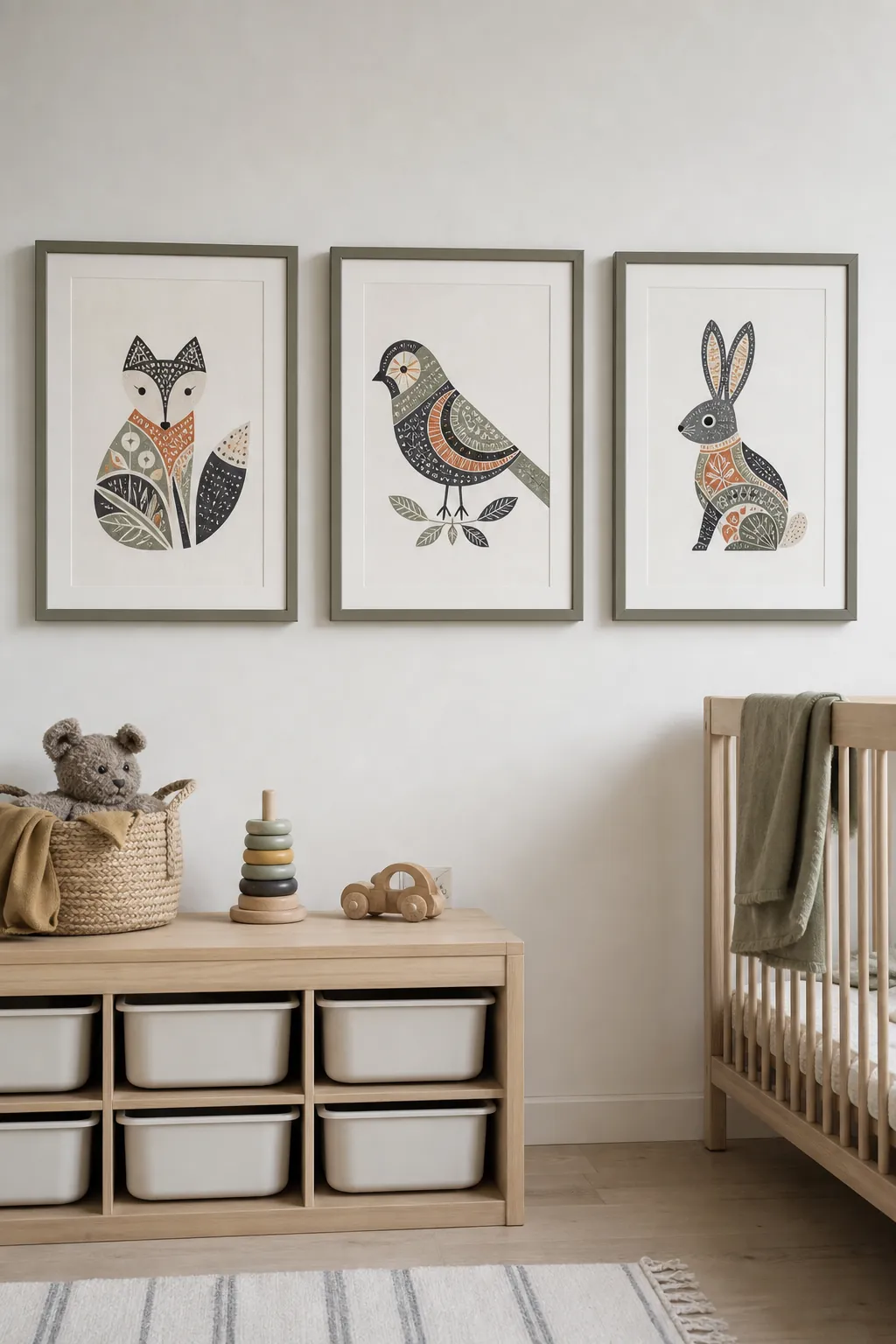Nordic folk animal nursery printable art set