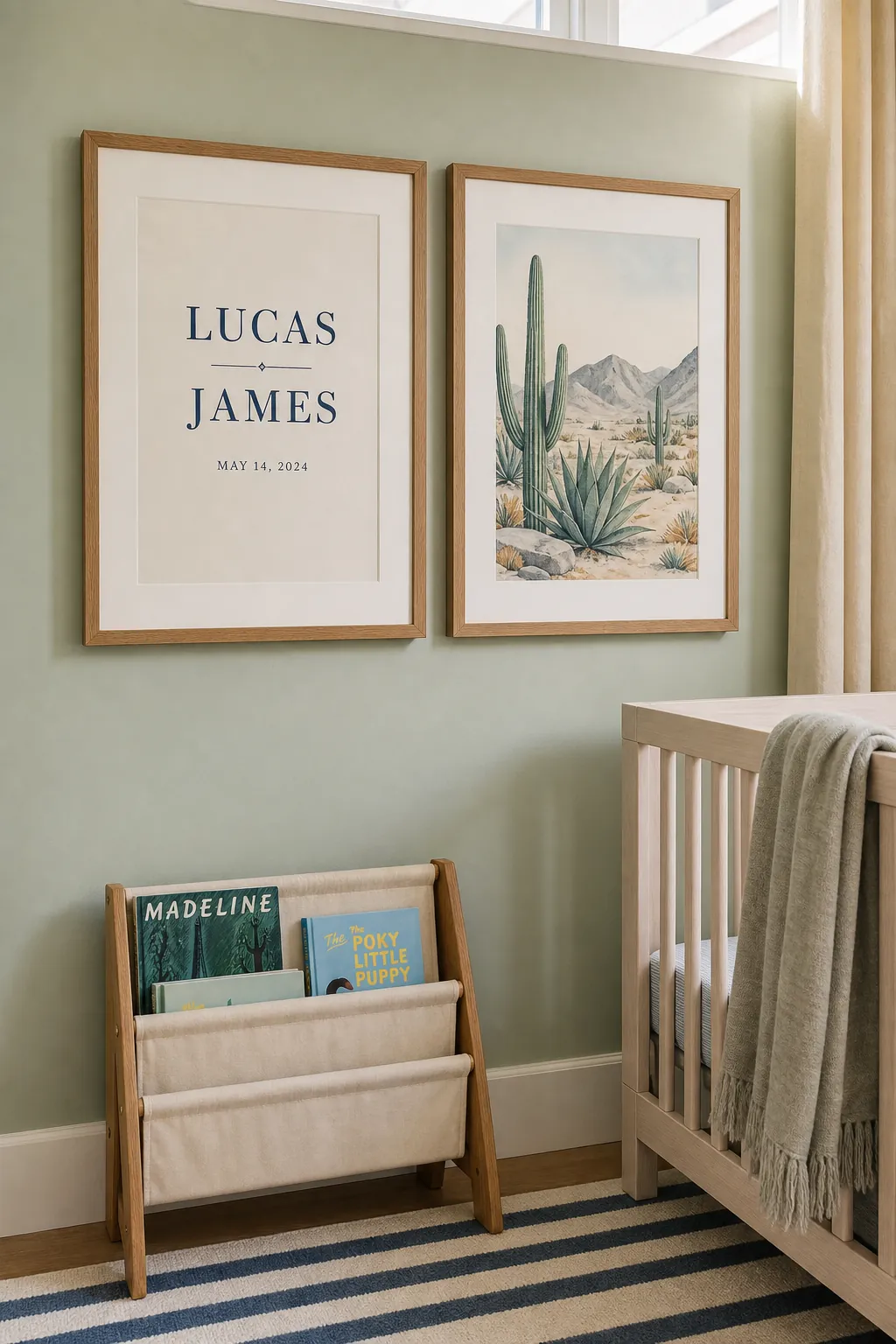 Personalized name and theme nursery printable art pair