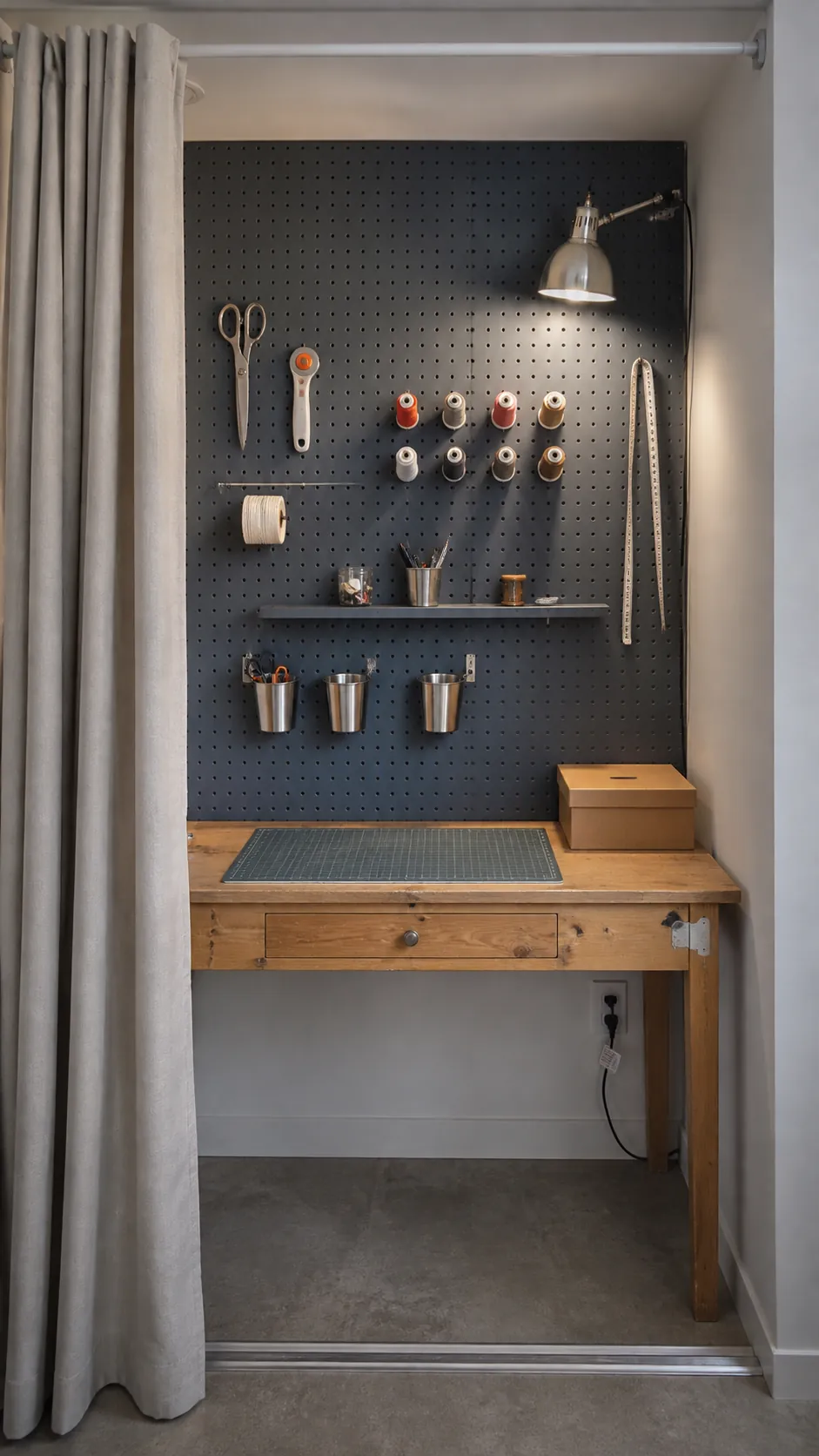 Budget pegboard work zone decorating and organizing a blank wall