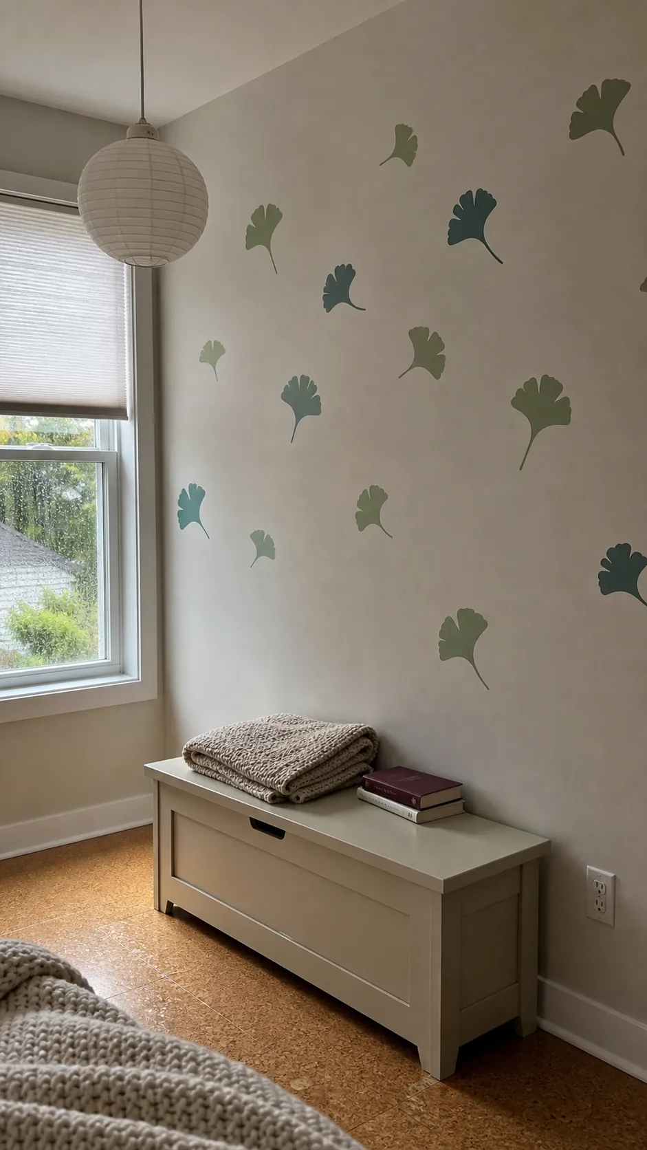 Removable leaf decals used for affordable blank wall decorating