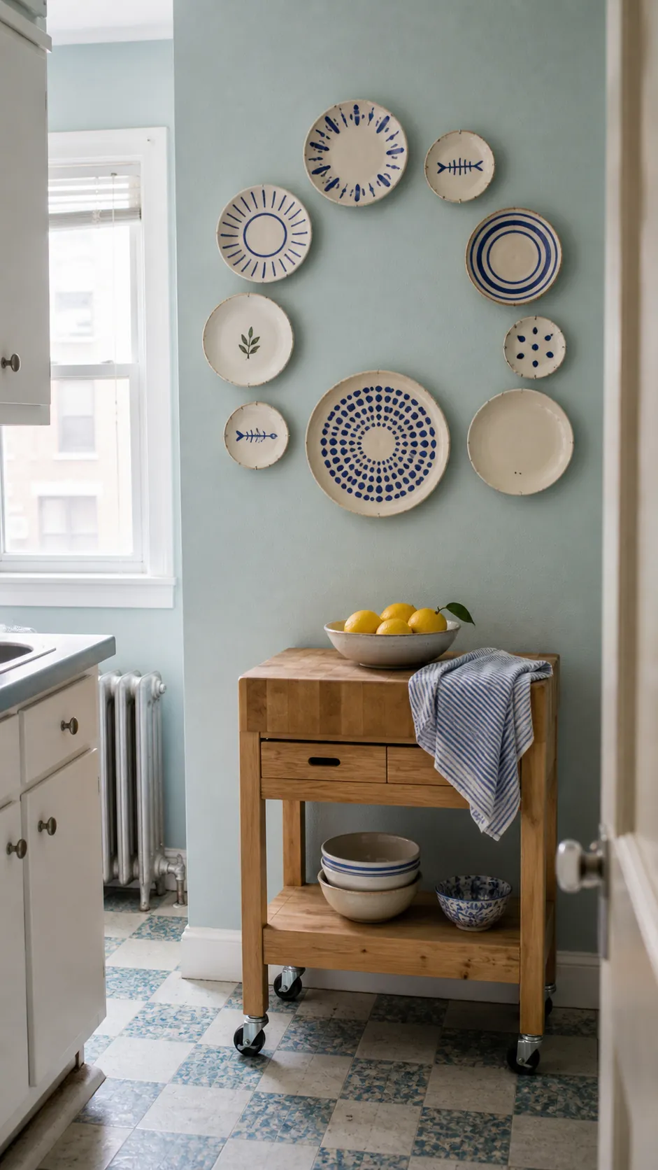 Thrifted ceramic plate display for affordable wall decorating