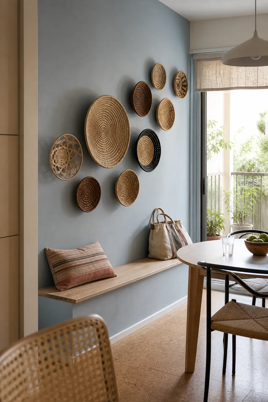 Woven basket wall decor as an alternative to framed art