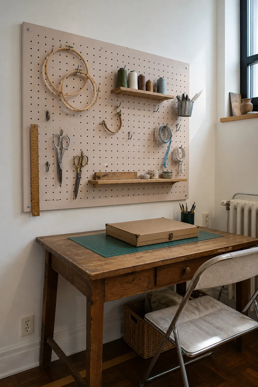 Decorative pegboard as functional wall decor not pictures
