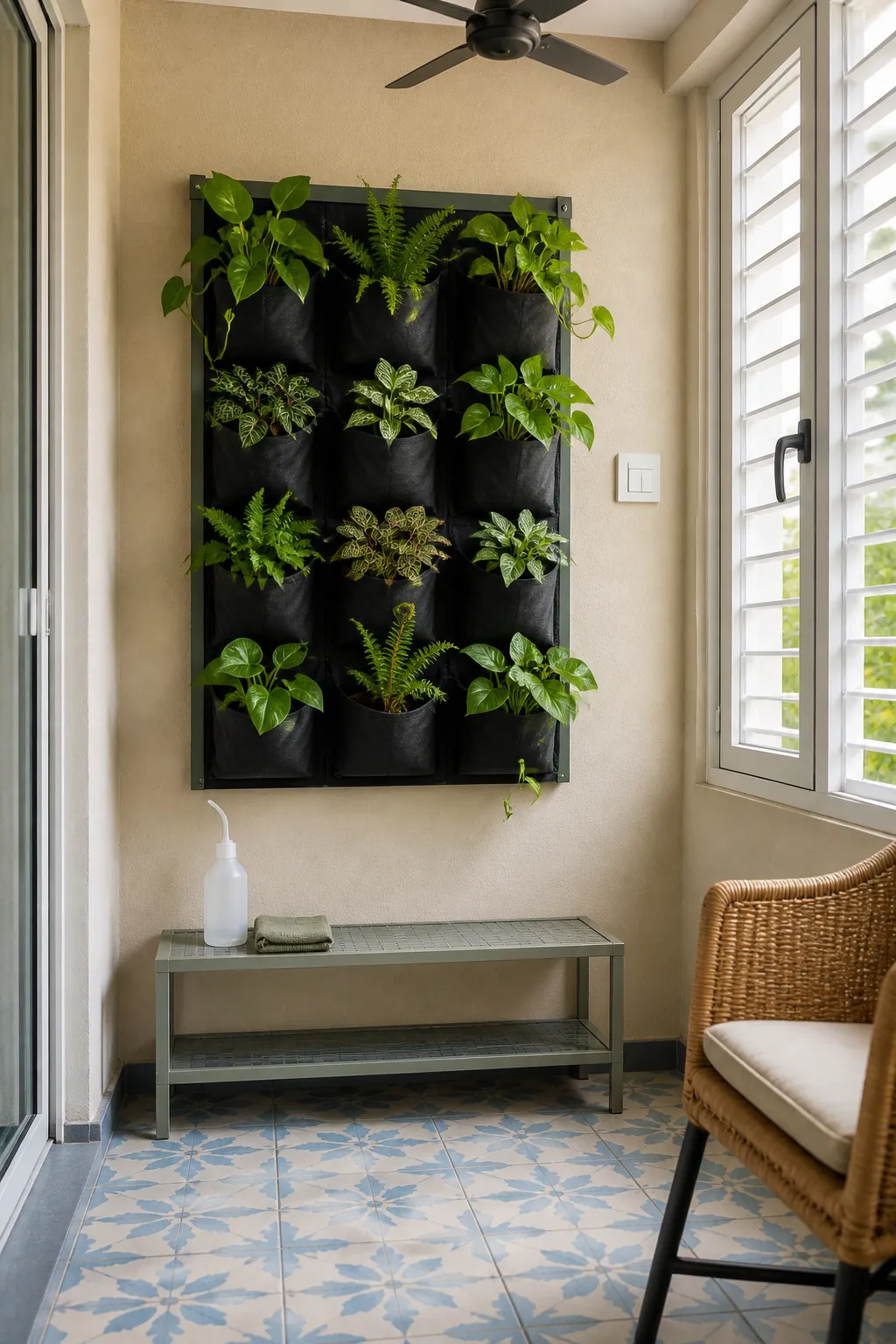 Vertical plant pocket bringing life to an empty wall