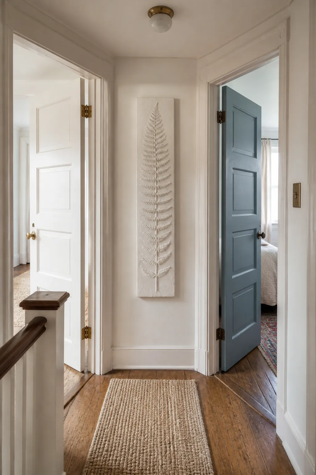 Measured decorating zone on a small wall between two doors