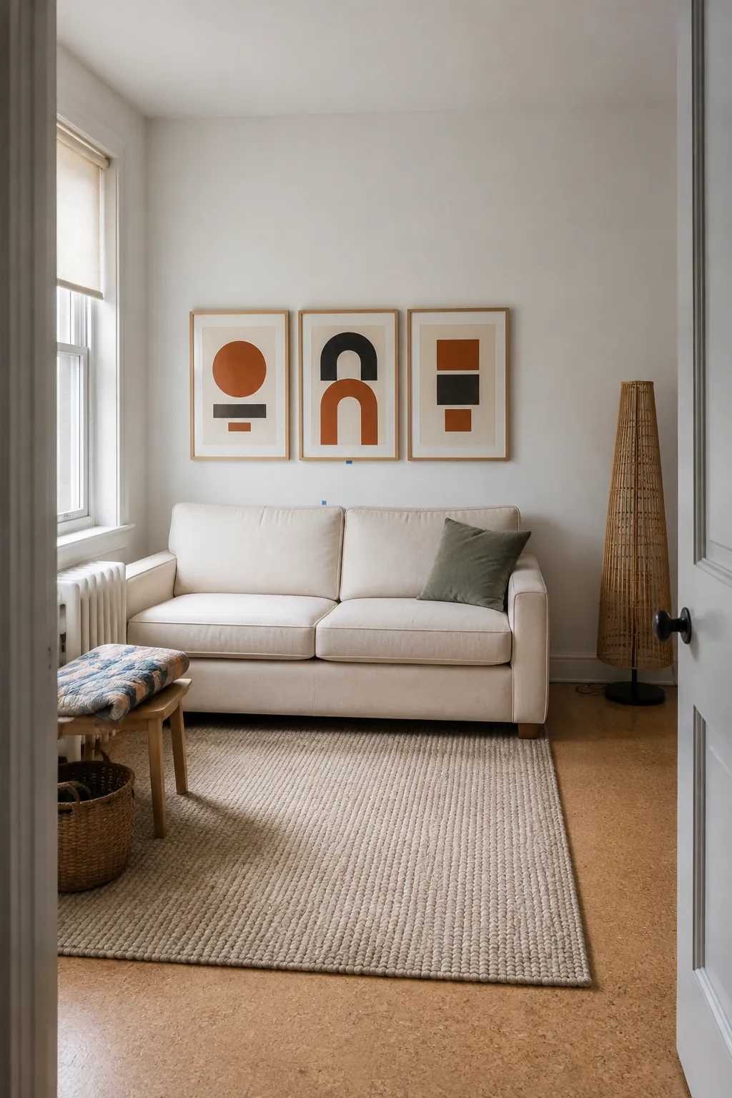 Middle frame aligned with the center of a couch