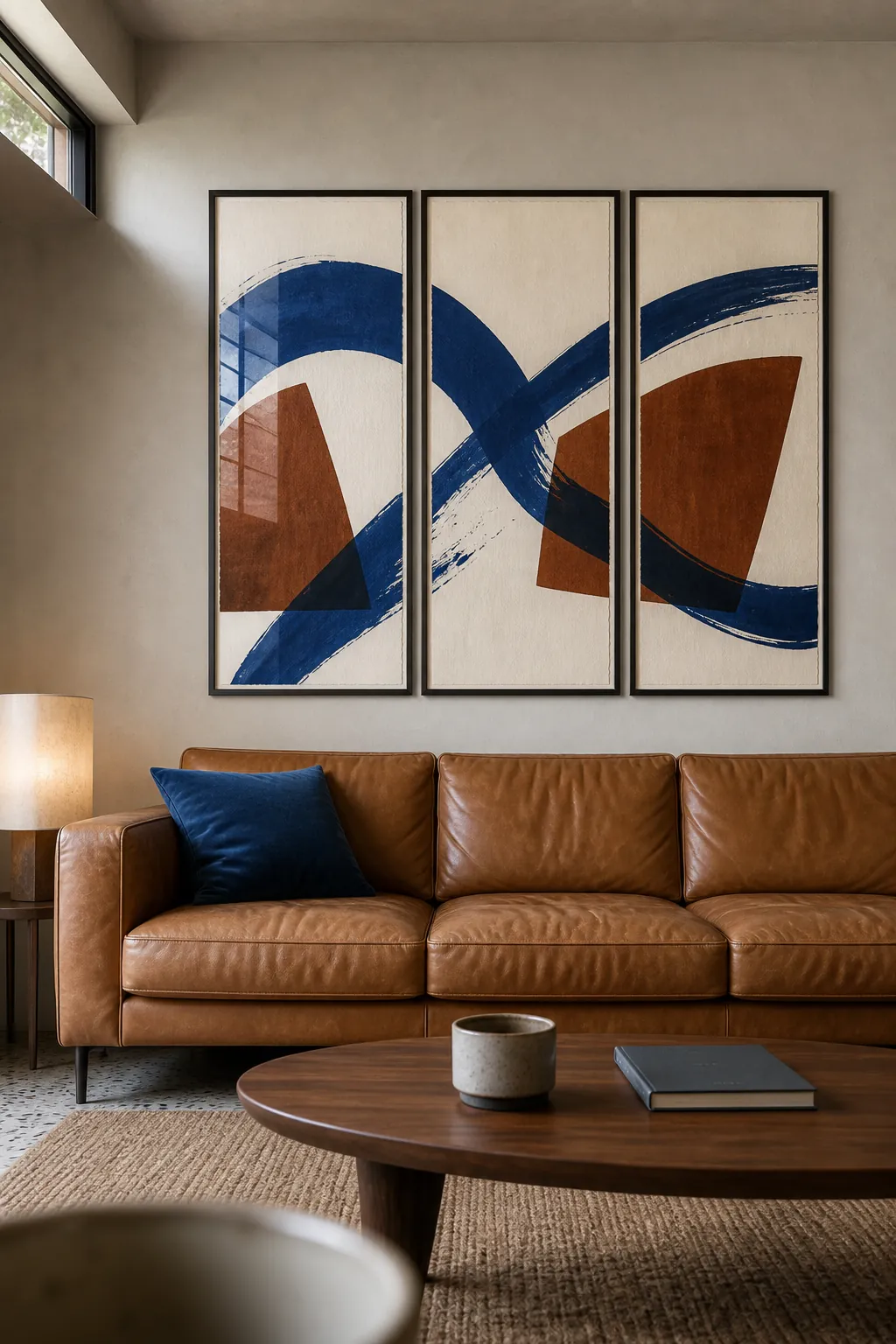 Close even spacing between three connected triptych frames