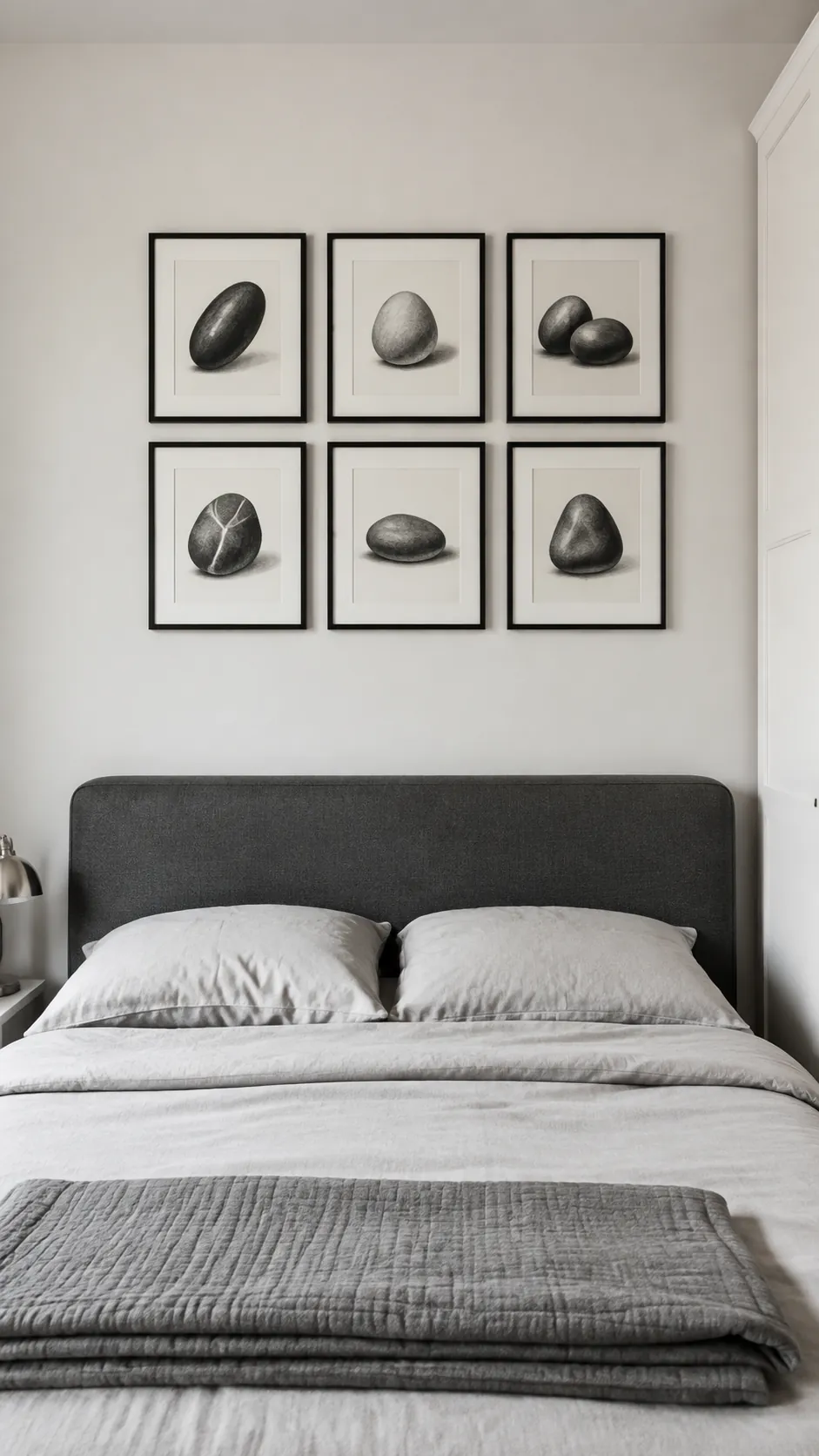 A calm grid of six matching frames